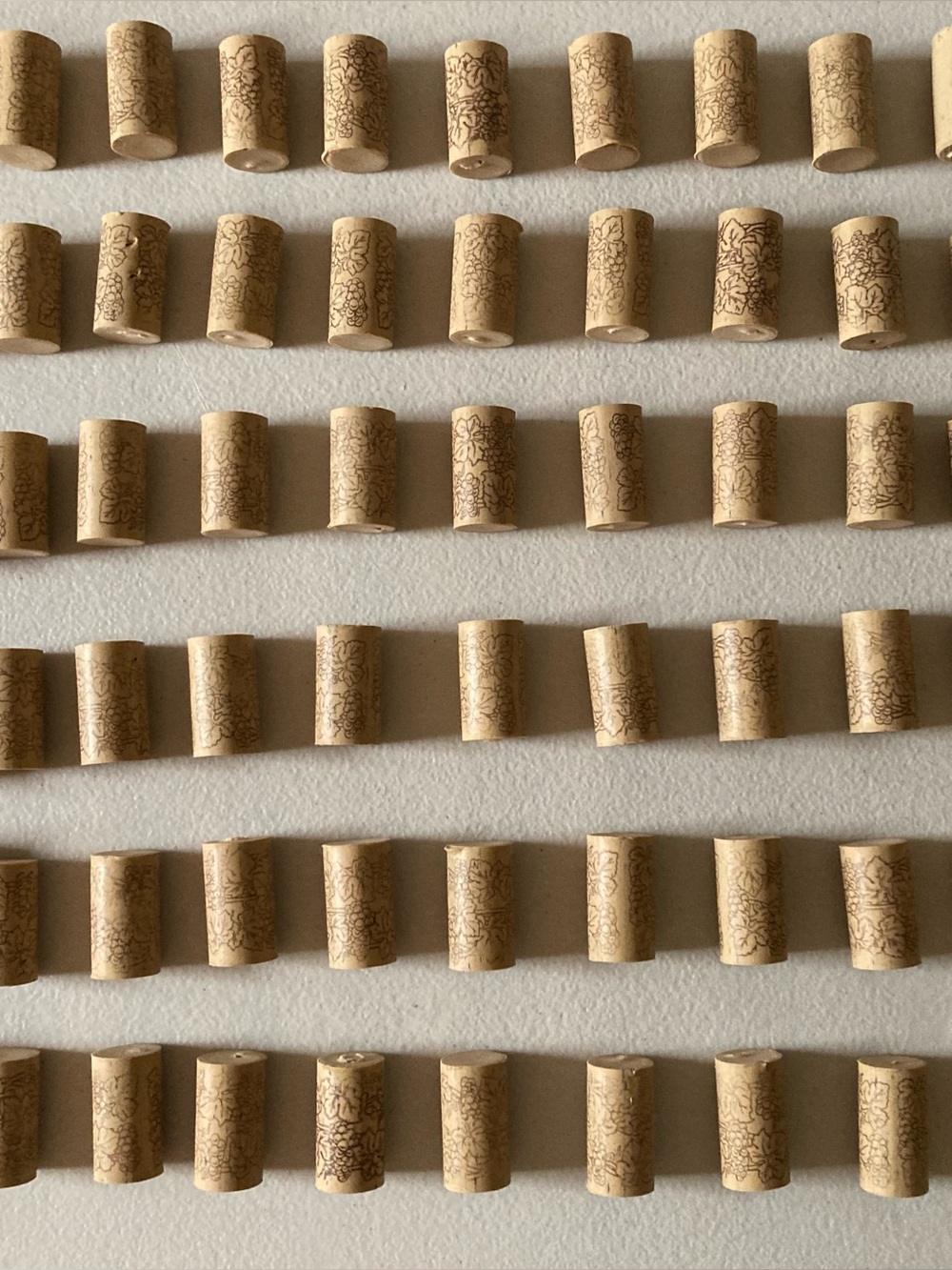 Lot 70 Natural Beige Cork Bottle Corks Printed Grapes Design 1 1/2 in x 7/8 in.